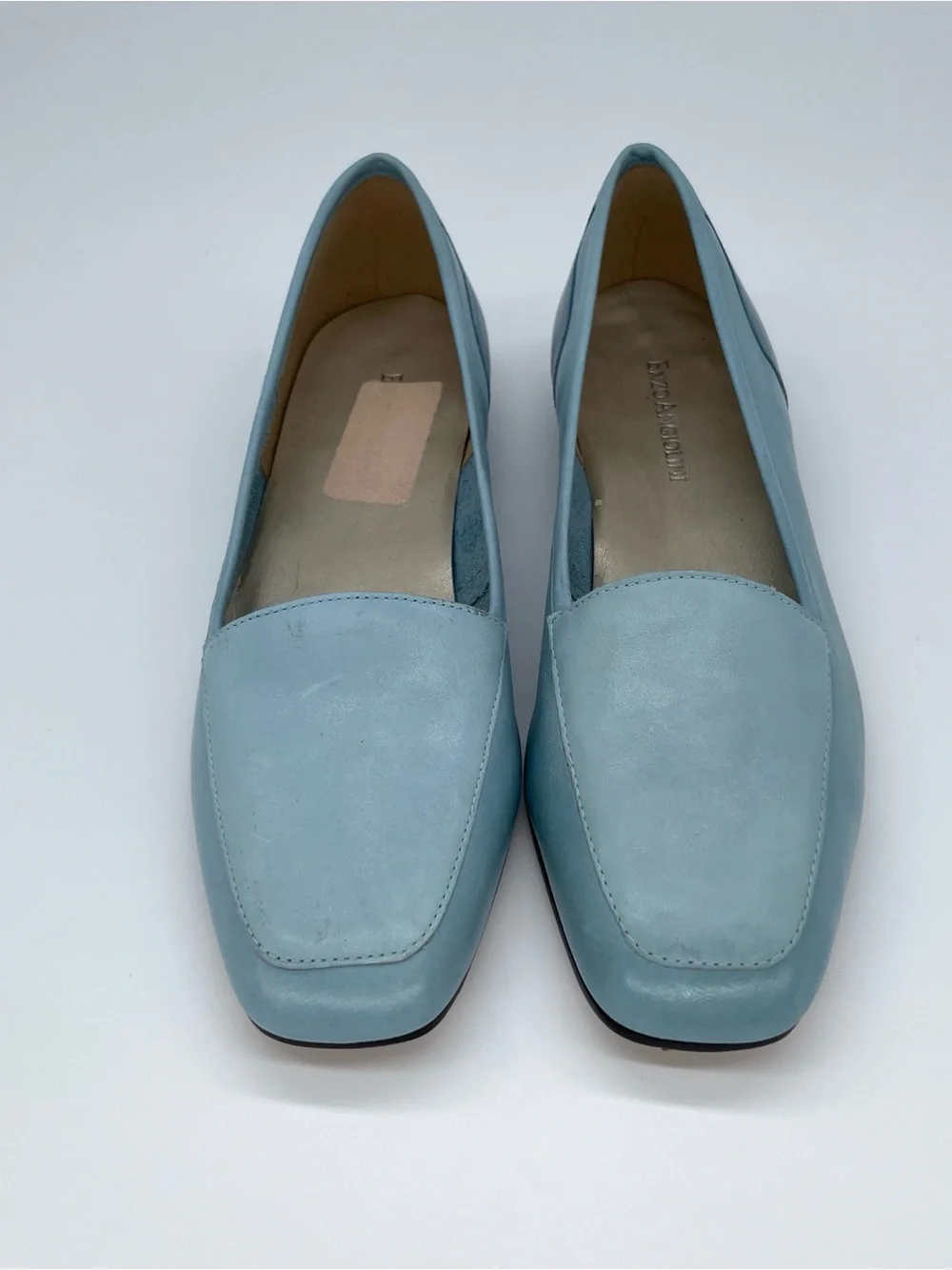Vintage Enzo Angiolini Liberty Two-Tone Blue Leather Square Toe Loafers 7M